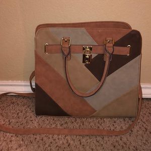 Adjustable suede strap purse